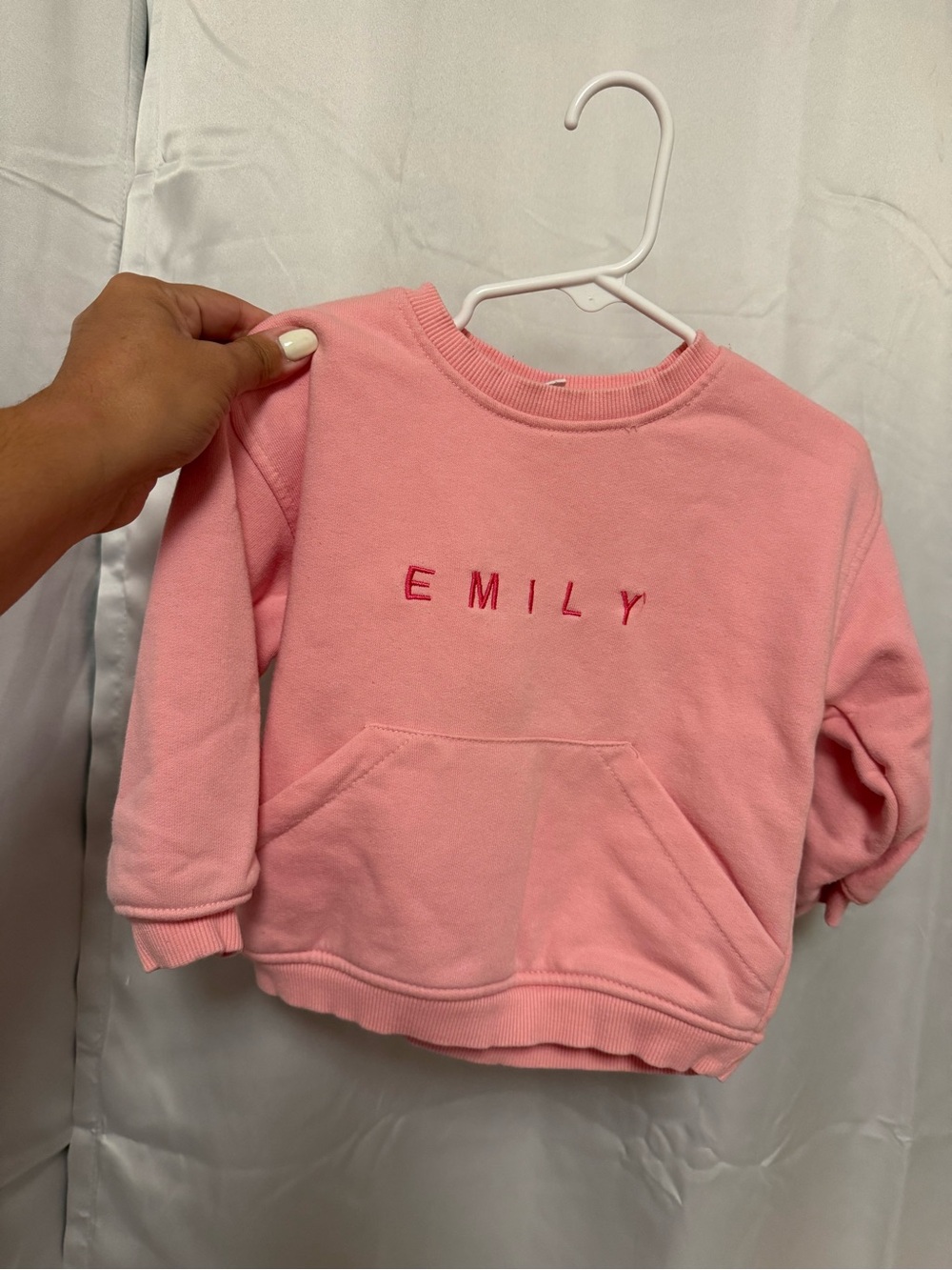 Zara Pink Embroidered Baby Sweatshirt personalized Emily